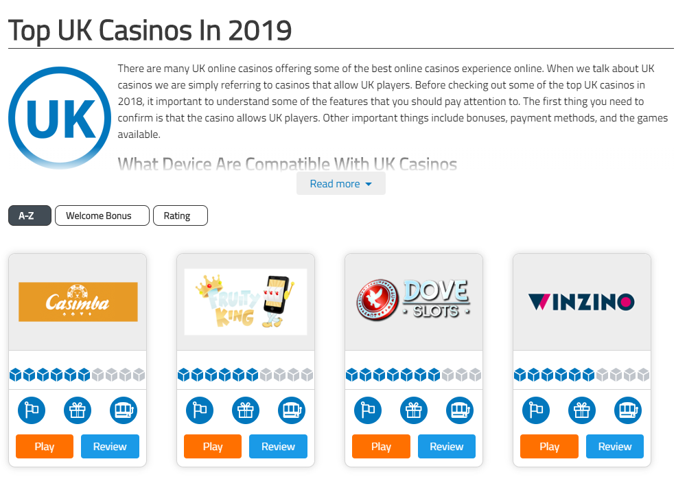 top rated online casinos uk