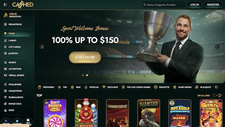 A snapshot featuring Cashed and its generous sports welcome bonus for Aussie players.