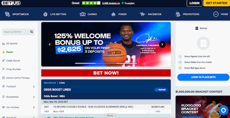 A look at BetUS NBA betting site