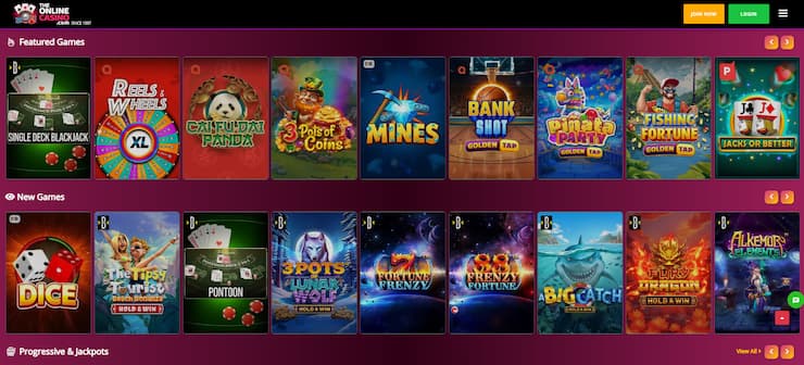 TheOnlineCasino game lobby - a top choice for Virginia gamblers.